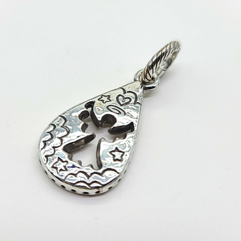 $18 Retired Brighton "ANGEL" Silver Teardrop Cut-Out Charm! - Picture 6 of 7